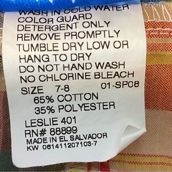 Kelly’s Kids Girls 7 to 8 Plaid Shorts Elastic Back Waist EUC Summer - Picture 8 of 8